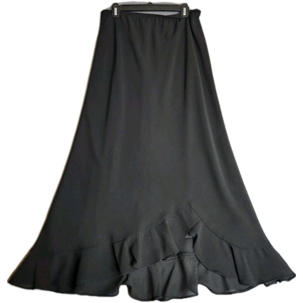 vtg 90s MSK Black Chiffon Flutter Skirt Whimsigoth Dark‎ Fairycore Witchy Y2K 14